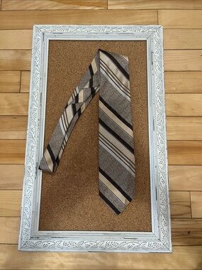 Men's Brown and Tan Striped Tie